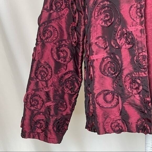 Scott Taylor Metallic Ruby Red Rosette Ribboned Party Event Jacket NWOT Size L - Picture 3 of 8